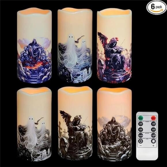 Gothic Style Weatherproof Fall Halloween Decorations LED Flameless Candles - Picture 8 of 8